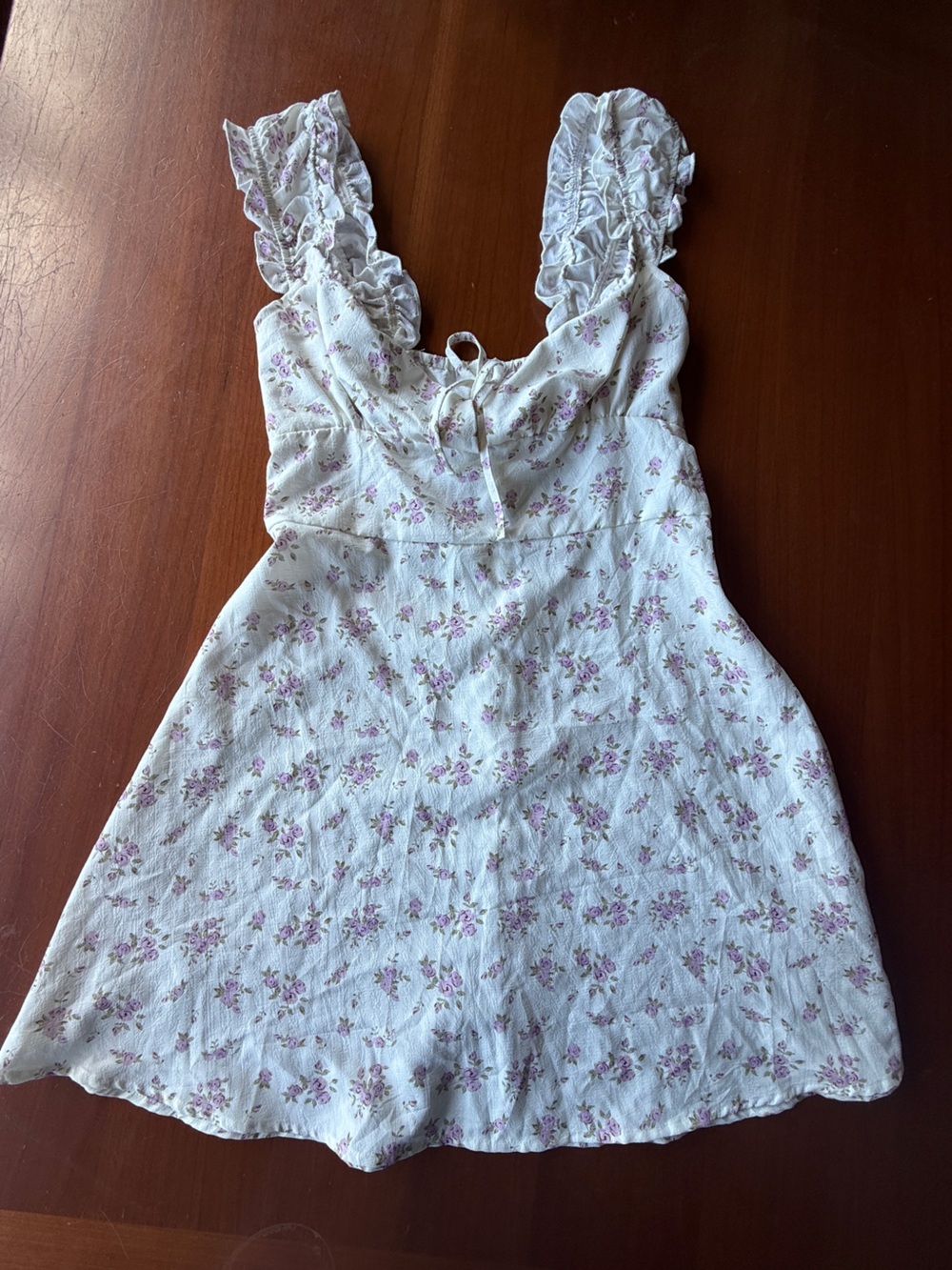 Cider Cream Dress with Subtle Purple Print- Excellent Condition!